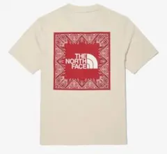 【完売品】韓国限定　ノースフェイス　バンダナTシャツ　クリーム　ビッグロゴ L
