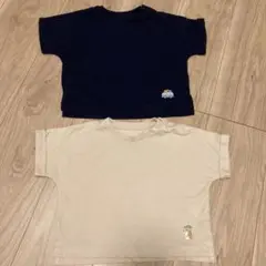 ユニクロエアリズム半袖Tシャツ２点セット【80サイズ】ネイビー紺・ベージュ