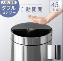 タンスのゲン ゴミ箱 45L 自動開閉【人感/振動Ｗセンサー】 ブラック
