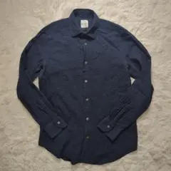Paul Smithネイビー チェック柄 コットン長袖シャツ シェルボタン