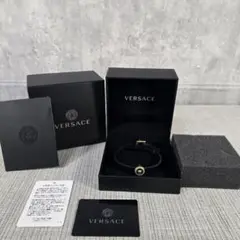 未使用に近い　VERSACE　ヴェルサーチ　ブラック　レザー　ブレスレット