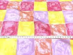 ☆チェック ハギレ コレクション㉟手書き風カラフルチェックプリント110×44☆