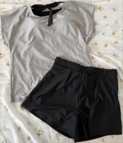 セパレート水着　ショートパンツセット グレー/ブラック