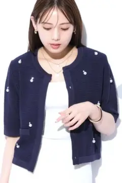Mystrada ビジュークロップドカーディガン