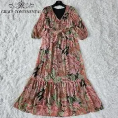 【極美品】グレースコンチネンタル ロングワンピース 花柄 シアー シースルー