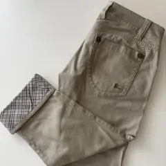 美品 バーバリーブルーレーベル ストレッチ デニム クロッブドパンツ ベージュ