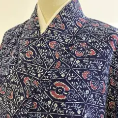 【和】10898y 着物 小紋 バチ衿 草花文様