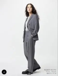 UNIQLO タックワイドパンツ グレー