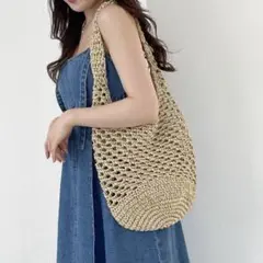【新品・未使用】Heather ワンショルダー　ストローバッグ　かごバッグ　夏
