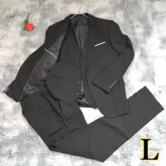 新品✨️スーツ メンズ スリーピーススーツ スリム 無地 ブラック Ｌ