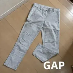 ▽GAP　ギャップ　ズボン　M　パンツ　ストライプ　スキニー　白　グレー　綿