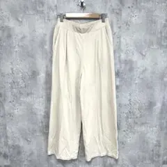 美品✨ガウチョパンツ ワイド ベージュ M ウエストゴム ポケット カジュアル