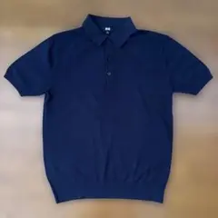 ユニクロ ウォッシャブルニットポロシャツ ネイビー M