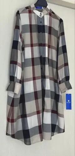 新品タグ付BLUE LABELクレストブリッジチェックドレープツイルシャツワンピ