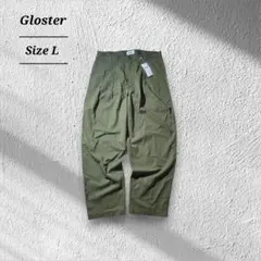 GlosterグロスターデッドストックサマーツータックトラウザーパンツベージュL
