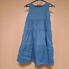 青のノースリーブくしゅくしゅワンピース