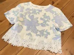H&M レース切替 花柄Tシャツ S