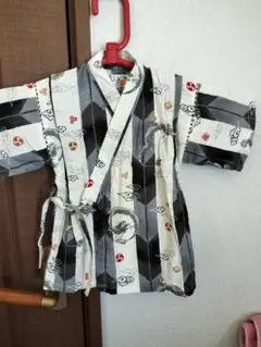くろわっさん 甚平 95cm 黒白ストライプ