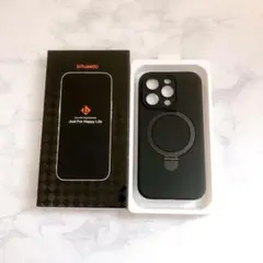 iPhone 15 Pro 液体シリコンケース 磁気スタンド付き ブラック