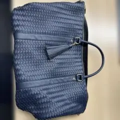 deux luxネイビー 編み込みトートバッグ タッセル付き