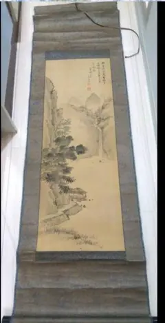 ●山水 書 アンティーク 掛軸 約160×47.5