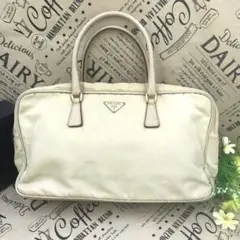 F933 PRADA プラダ ミニバッグ 三角ロゴ ナイロン ベージュ