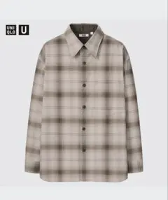 UNIQLO U 長袖ネルシャツ L ベージュ系チェック