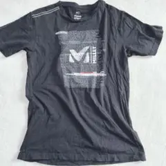 MILLET◇ロゴプリントTシャツ カットソー ライン半袖 ブラック S