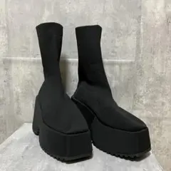 厚底ニットブーツ　ブラック　黒　サイズ35