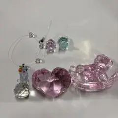 クリスタル置物セット（ハート・クマ・ロッキングホース）
