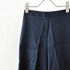 INED ワイドパンツ センターライン ポケット 麻混 ウエストゴム 裏地付き
