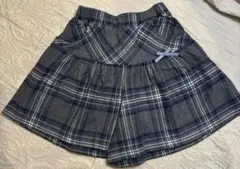 フレアキュロットグレー系チェック 120cm
