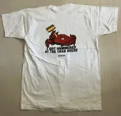 フルーツオブザルーム　ヴィンテージTシャツ カニ　裾袖シングル　USA製 白ＸＬ
