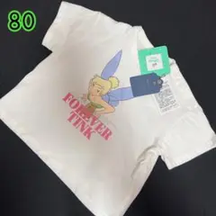 新品【オフホワイト×80cm】ディズニー ティンカーベル コトリ Tシャツ