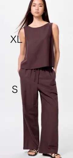 上下セット　UNIQLO リネン ブレンドイージーパンツ　ブラウス