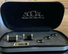 【数回着用】SOCIAL オニキス　カフスボタン・スタッドボタンセット