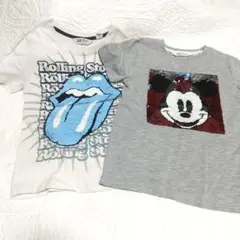 【美品】h&m Tシャツ ラメ スパンコール ミッキー ディズニー ロック