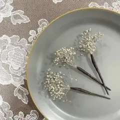 ❤︎ 3本セット❤︎ プリザーブドフラワー髪飾り かすみ草