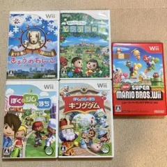 Wii ソフト ニュースーパーマリオブラザーズ どうぶつの森 5本