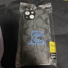 iPhone13用ハードケース 黒地に青デザイン