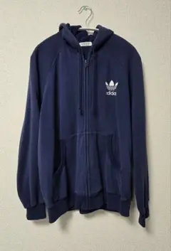 adidas ネイビー フルジップフーディ　DESCENTE製　Lサイズ
