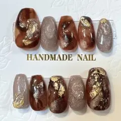 現品ྀི べっ甲 ネイルチップ ブラウン ニュアンスネイル