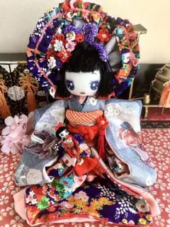 ＊着物 文化人形 お人形 布人形 約30cm &7cmお引きずり着物 古布＊ 着物 文化人形 お人形 布人形 約30cm &7cmお引きずり着物 古布