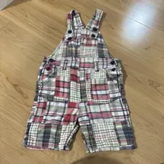 チェック柄コットンオーバーオール 90