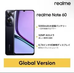 Realme Note 60 スマートフォン 6GB+128GB グローバル版