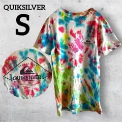 QUIKSILVER タイダイ Tシャツ S ホワイト カラフル 半袖 古着