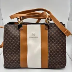 【美品】HONGSHIJIA ハンドバッグ ショルダー付き モノグラム DHロゴ