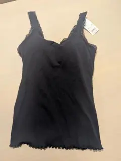 【新品未使用】UNIQLO★リブレースブラタンクトップ　Lサイズ　ネイビー
