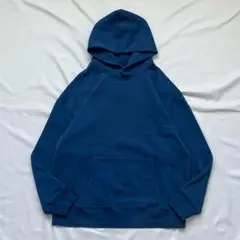 GAP パーカー L ブルー 無地 前Vガゼット 肉厚 くすみカラー Y2K