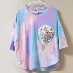 ScoLar　スカラー　気球ポケット刺繍Tシャツ　パープル